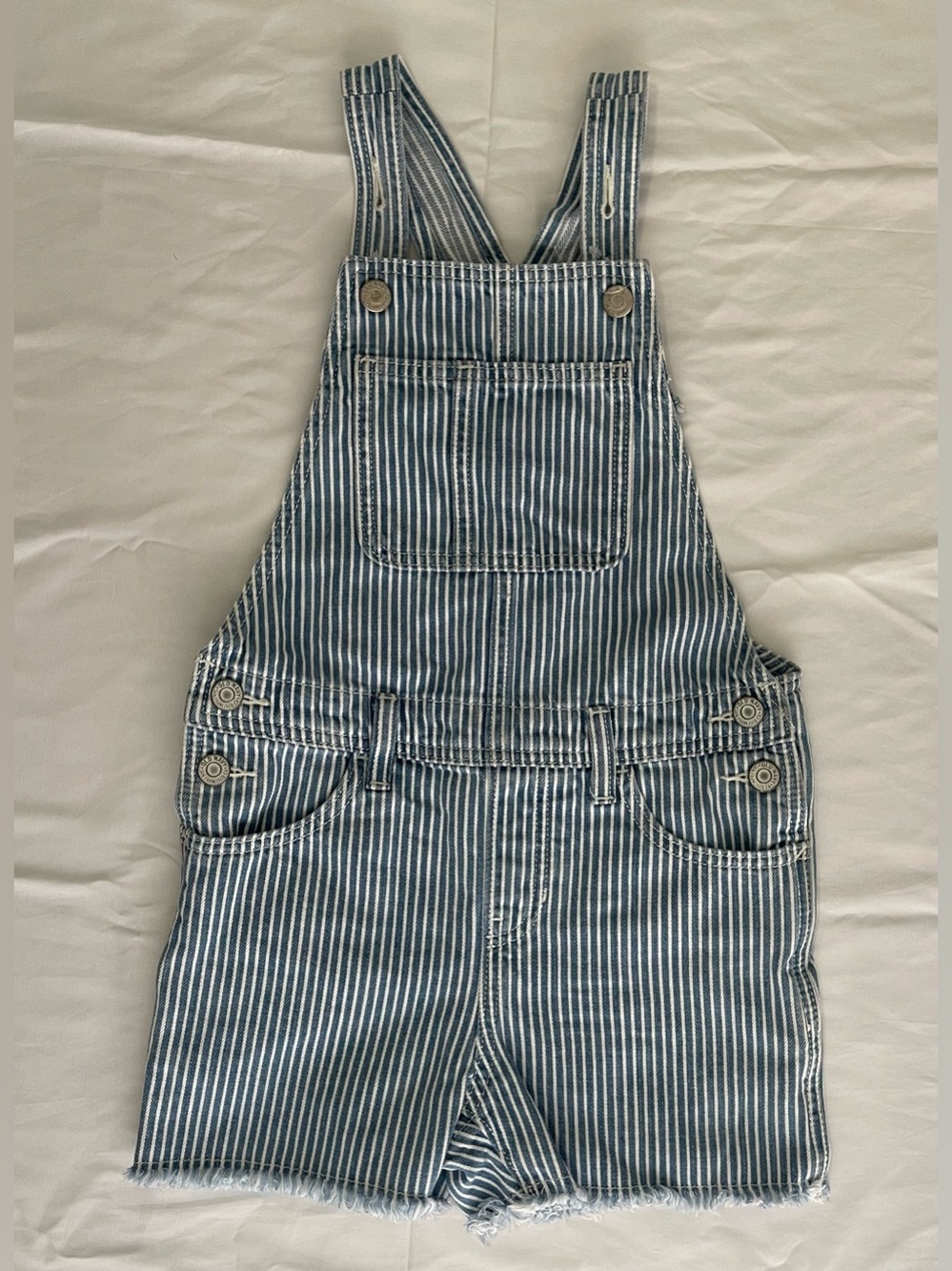 Old Navy Blue & White Striped Short Overalls